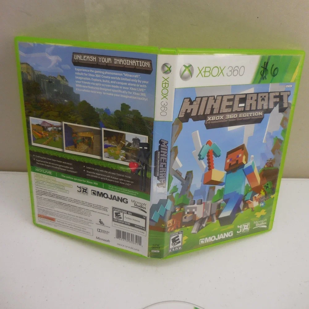 Minecraft Xbox 360 Edition Microsoft Mojang Sandbox Video‎ Game Disc & Case